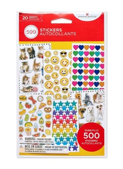 American Greetings American Greetings Stickers for Kids, Assorted Shapes, Animals and Smiley Faces (599 Stickers)  - Image 3