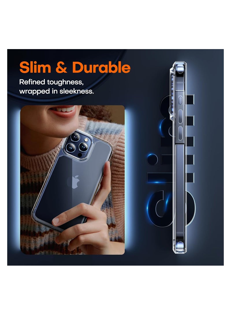 إلترازون iPhone 15 Pro Max Case, [5 in 1] 1X Clear Case [Not-Yellowing] with 2X Tempered Glass Screen Protector + 2X Camera Lens Protector, [Militarized Drop Defense] Slim Phone Case 6.7 inch, Clear - Image 5