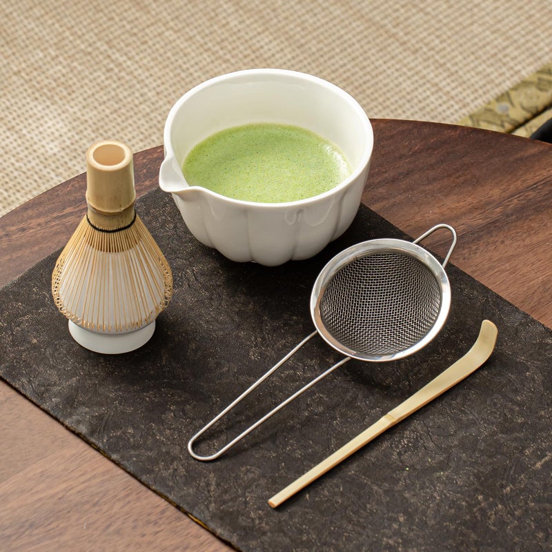 SFTXEY Matcha Whisk Set, Matcha Set Includes Ceramic Matcha Bowl, Bamboo Whisk, Scoop, Chasen Holder, Sifter, 5 Pcs Perfect Matcha Kit for Matcha Lover (Pearl White) - Image 4