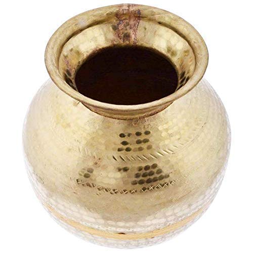 KITCHEN STORE Yours Pure Brass Matka Hammered Design maatka Water Pot