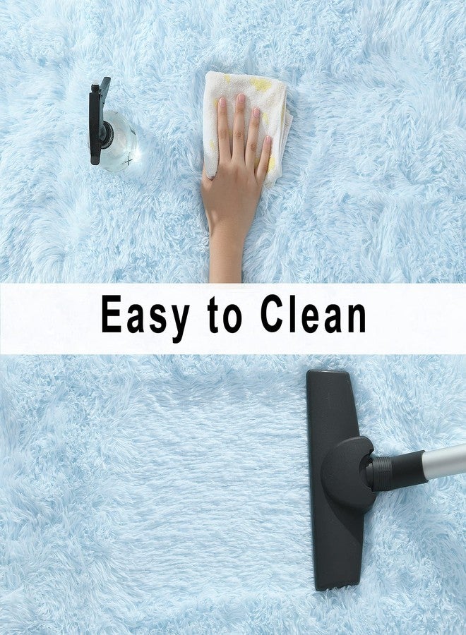 Merelax Fluffy Rug Shaggy Area Rug, Baby Blue 2x3 Small Rugs for Bedroom, Mini Fuzzy Plush Kids Bedside Rug, Soft Non-Slip Entryway Throw Rugs Shag Catpet for Living Room Nursery Room Home Decor - Image 5