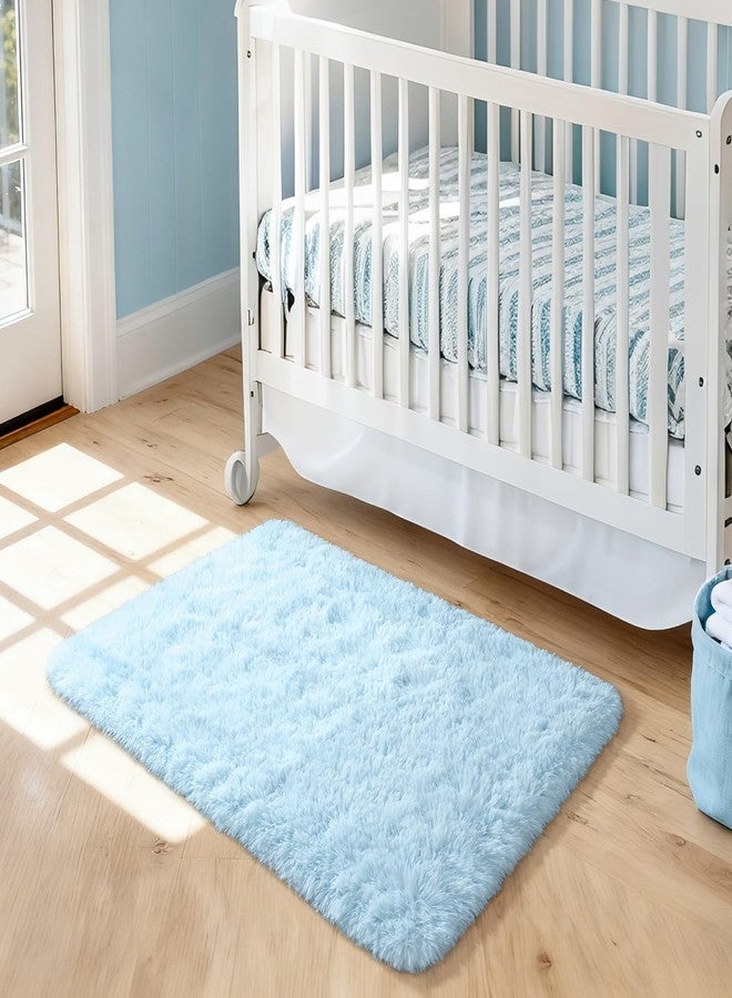 Merelax Fluffy Rug Shaggy Area Rug, Baby Blue 2x3 Small Rugs for Bedroom, Mini Fuzzy Plush Kids Bedside Rug, Soft Non-Slip Entryway Throw Rugs Shag Catpet for Living Room Nursery Room Home Decor - Image 2
