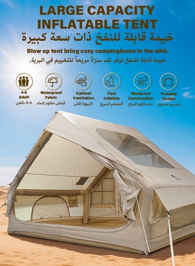 GEERTOP Inflatable camping tent with panoramic skylight and light strings, UV protected, instant setup, anti-mosquito design, suitable for desert safaris, family camping and beach outings (3x2.1x2m) - Image 3