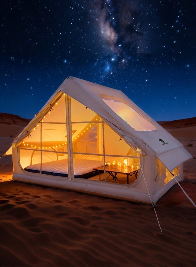 GEERTOP Inflatable camping tent with panoramic skylight and light strings, UV protected, instant setup, anti-mosquito design, suitable for desert safaris, family camping and beach outings (3x2.1x2m) - Image 1