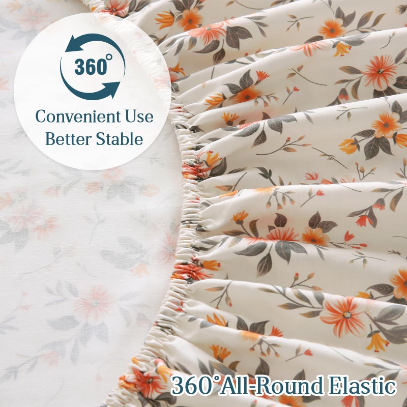 M&Co MCO 100% Cotton Sheet Set Floral Printed, 300 Thread Count Cotton Queen Sheet Set, 16" Deep Pocket, Breathable Cooling Sheets 4 Pieces (Queen, Yellow Floral) - Image 5