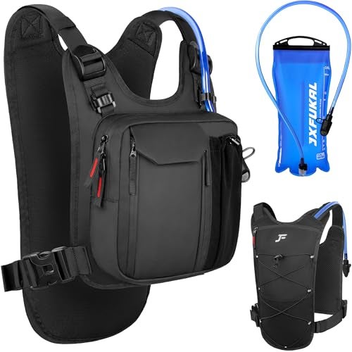 JXFUKAL Running Vest, Lightweight Hydration Backpack with 2L Water Bladder, Reflective Hydration Pack, Tactical Chest Pack Bag for Hiking Running Cycling Marathon for Women Men - Image 1