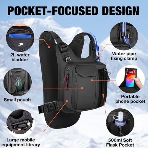 JXFUKAL Running Vest, Lightweight Hydration Backpack with 2L Water Bladder, Reflective Hydration Pack, Tactical Chest Pack Bag for Hiking Running Cycling Marathon for Women Men - Image 5