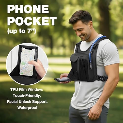 JXFUKAL Running Vest, Lightweight Hydration Backpack with 2L Water Bladder, Reflective Hydration Pack, Tactical Chest Pack Bag for Hiking Running Cycling Marathon for Women Men - Image 3