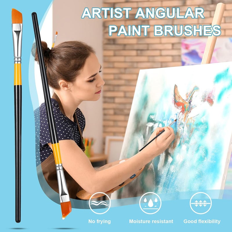 Containlol 6 Pieces 12 Inch Acrylic Paint Brushes Angled Flat Art Brush Set Small Artist Paint Brushes for Acrylic Craft Watercolor Oil Gouache Face Body Detail Painting for Adult - Image 4