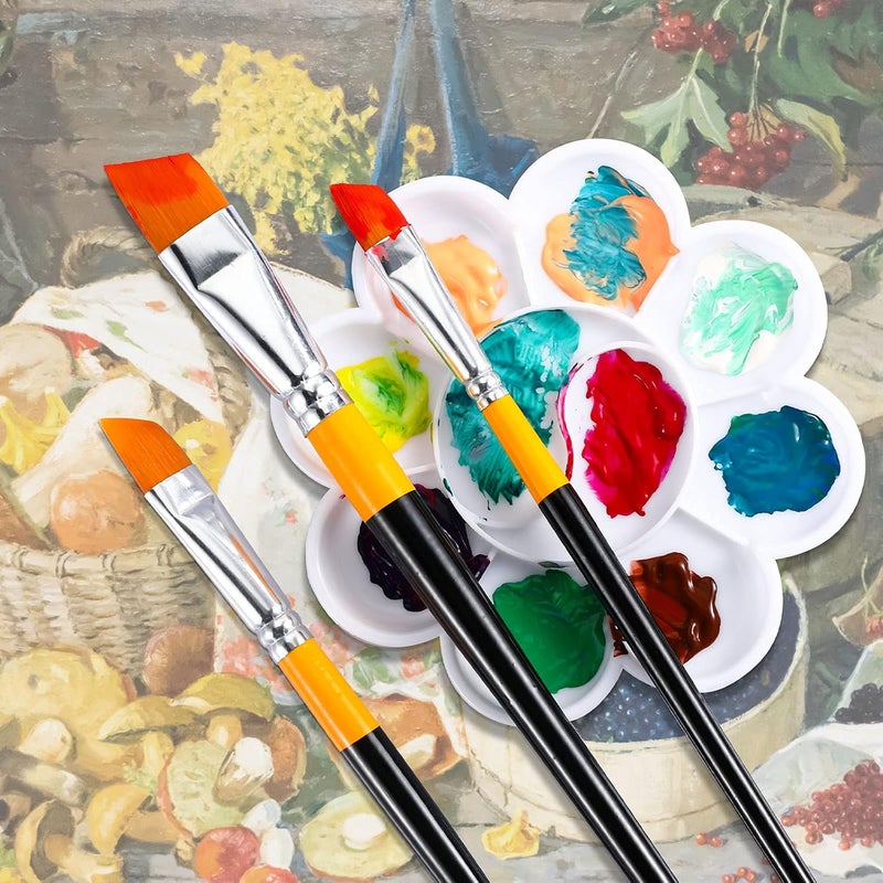 Containlol 6 Pieces 12 Inch Acrylic Paint Brushes Angled Flat Art Brush Set Small Artist Paint Brushes for Acrylic Craft Watercolor Oil Gouache Face Body Detail Painting for Adult - Image 5