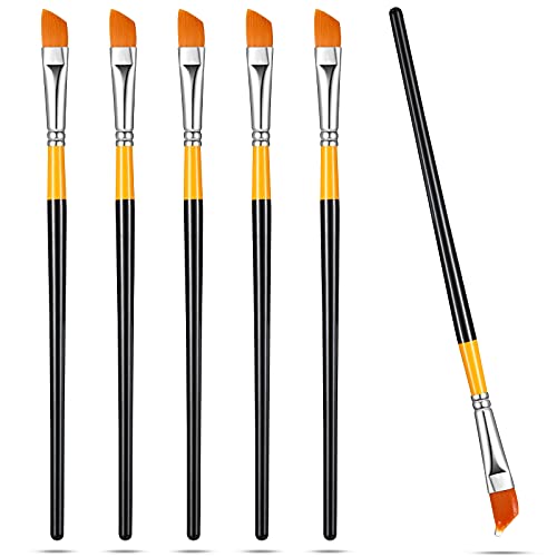 Containlol 6 Pieces 12 Inch Acrylic Paint Brushes Angled Flat Art Brush Set Small Artist Paint Brushes for Acrylic Craft Watercolor Oil Gouache Face Body Detail Painting for Adult - Image 1