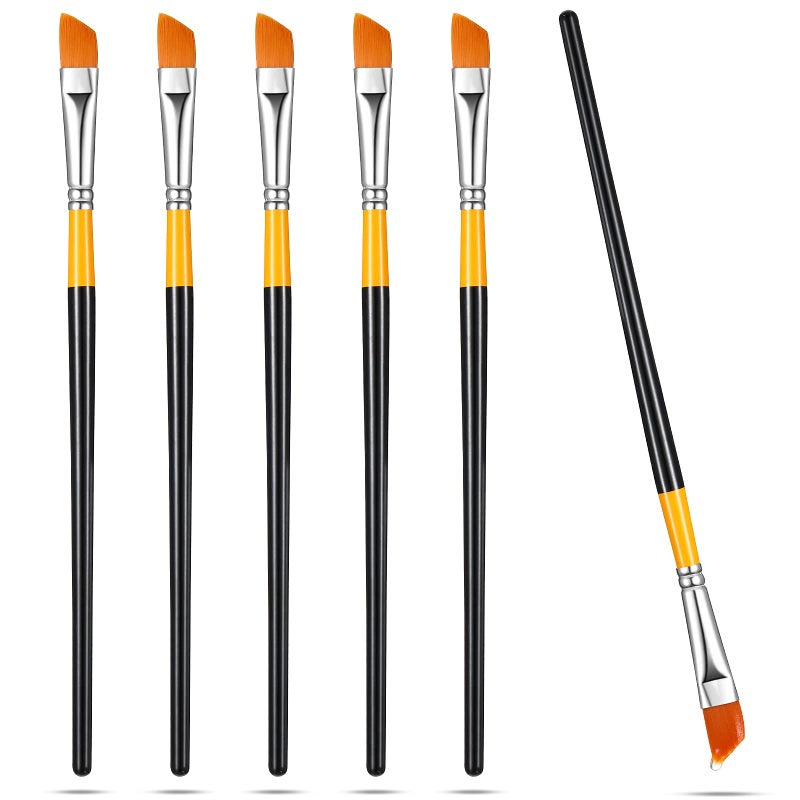 Containlol 6 Pieces 12 Inch Acrylic Paint Brushes Angled Flat Art Brush Set Small Artist Paint Brushes for Acrylic Craft Watercolor Oil Gouache Face Body Detail Painting for Adult - Image 3
