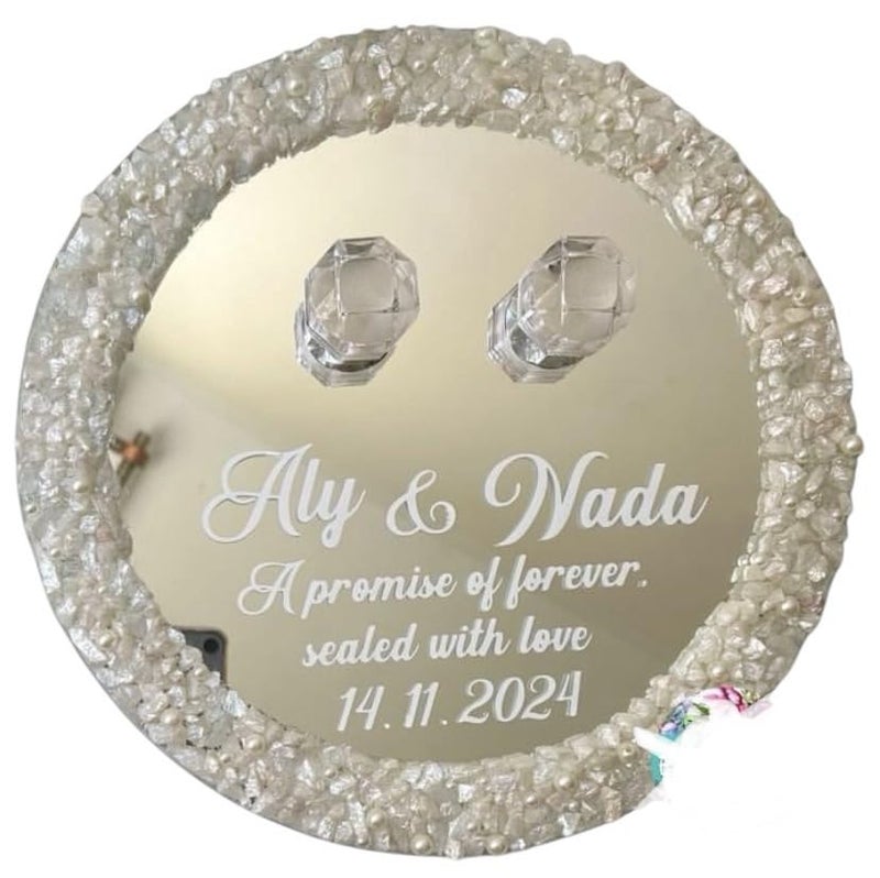 Rosina Crystal Studded mirror a ring platter frame for engagement - Image 1