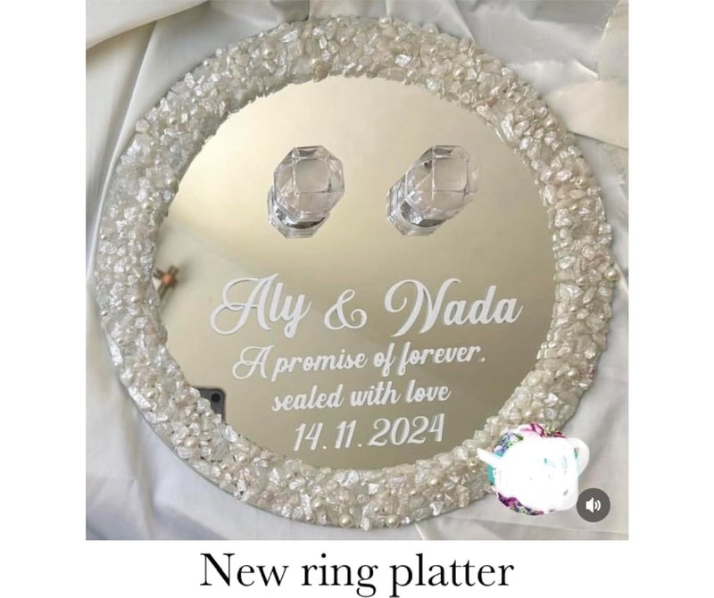 Rosina Crystal Studded mirror a ring platter frame for engagement - Image 3