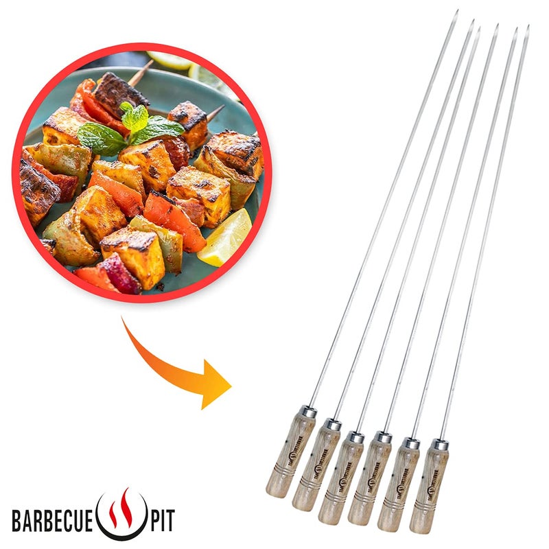 BARBECUE PIT 24 inch Skewer Square Skewers 304 Stainless Steel for Tandoor, Kebab Sticks for Grilling, Seekh Kabab, Tikka, Barbeque - Durable, Easy-to-Clean, Perfect for BBQ Parties (6pcs) - Image 3