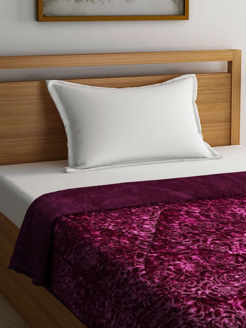 Arrabi Purple Floral Polyester Full Size 1060 GSM Single Bed Quilt | ARSQT-1008-Purple - Image 3
