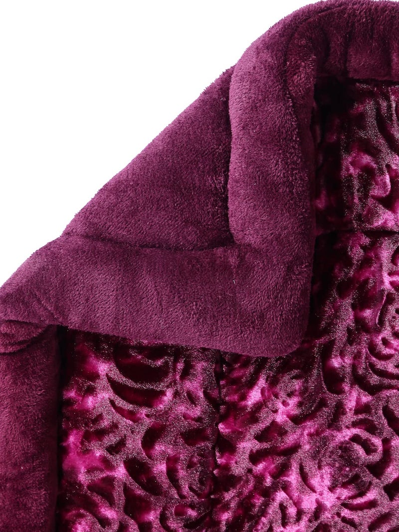 Arrabi Purple Floral Polyester Full Size 1060 GSM Single Bed Quilt | ARSQT-1008-Purple - Image 5