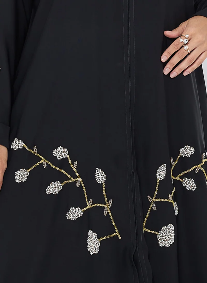 Rosette Abaya Abaya With Embroidery Design