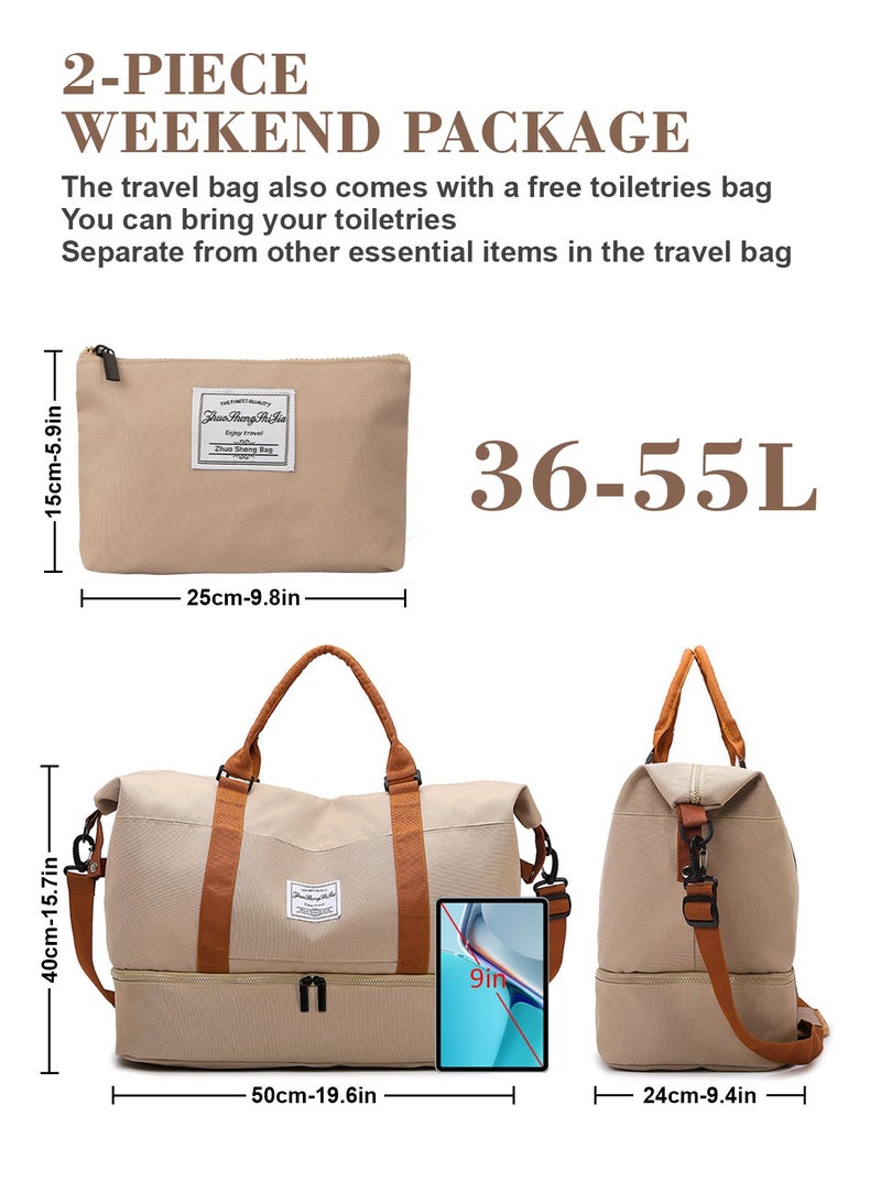 URbazaar Travel Duffle Bag, Waterproof Weekender Bag Carry On Tote Bags for Women, Travel Essentials Sport Gym Bag for Men, Overnight Bag Luggage Bag with Trolley Sleeve - Image 2