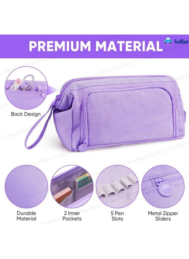 FunBlast FunBlast Large Capacity Pencil Pouches, Multipurpose Zipper Pouch, Aesthetic Pencil Case for College Students, School Pouch for Girls, Stylish Cute Pen Pouch for Girls Korean Bag (Black)  - Image 2