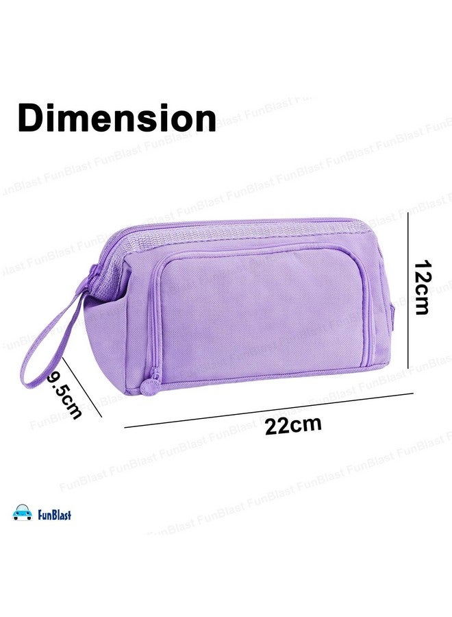 FunBlast FunBlast Large Capacity Pencil Pouches, Multipurpose Zipper Pouch, Aesthetic Pencil Case for College Students, School Pouch for Girls, Stylish Cute Pen Pouch for Girls Korean Bag (Black)  - Image 3