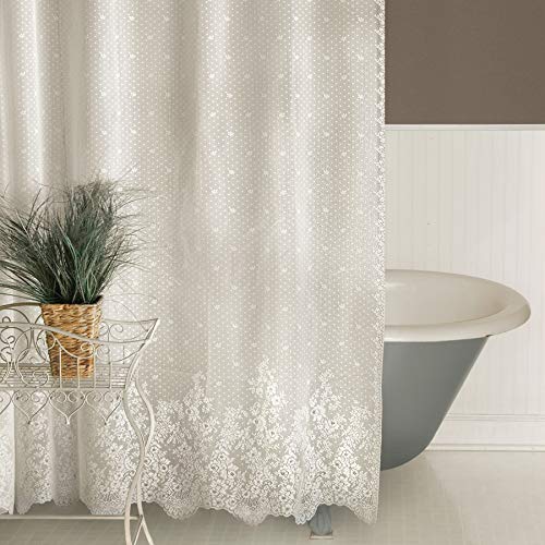 Heritage Lace, White Floret 72x72 Shower Curtain, 72 inch Wide by 72 inch Drop (6290W-OC) - Image 2