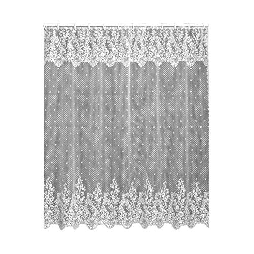 Heritage Lace, White Floret 72x72 Shower Curtain, 72 inch Wide by 72 inch Drop (6290W-OC) - Image 1