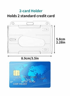 Excefore ID Card Badge Holder, 2 Pieces Clear Badge Holders Hard Plastic Card Holder ID Credit Card Protector with Thumb Slot  - Image 4