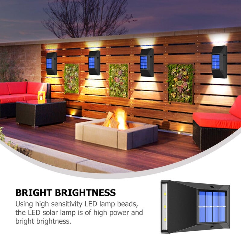 Solar Powered Outdoor Wall Lamp 6 LED Warm White Light Waterproof Garden Patio Lighting - Image 4