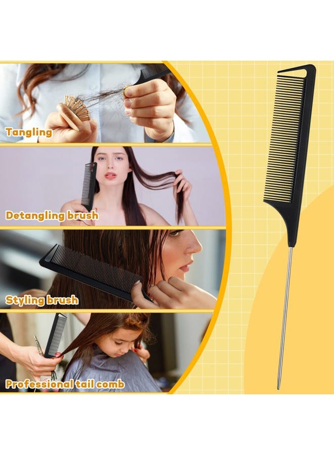 Zopeal 9 Pieces Metal Hair Parting Rings and pinky Selecting Tools Retro Nail Finger with Steel Comb Pointed Styling Combs for Hair stitch Braiding Curling Extension Halloween Cosplay(Silver) - Image 5