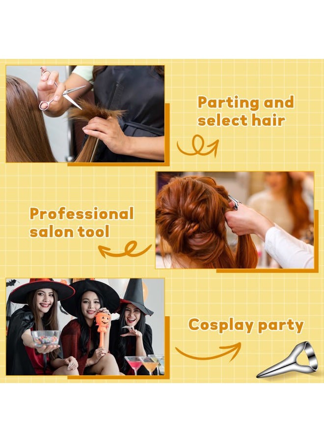 Zopeal 9 Pieces Metal Hair Parting Rings and pinky Selecting Tools Retro Nail Finger with Steel Comb Pointed Styling Combs for Hair stitch Braiding Curling Extension Halloween Cosplay(Silver) - Image 4