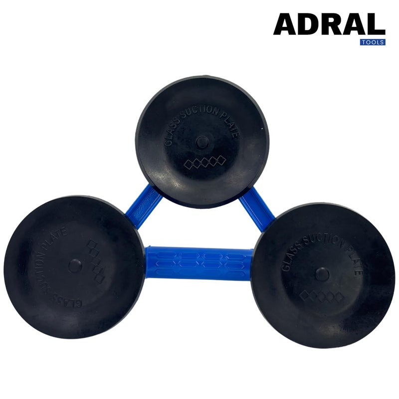 ADRAL رافعة زجاج 3 أكواب – رافعة ثلاثية الشفط قوية مع مقابض قفل نايلون | هيكل من الألمنيوم الصلب | قدرة تحميل تصل إلى 140 كجم | رافعة فراغ لزجاج البلاط للأسطح الملساء - Image 2