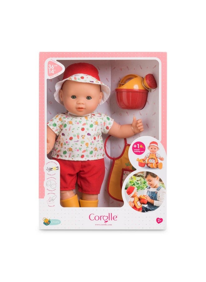 Corolle Corolle Charly The Vegetable Party Set - 14" Baby Doll with Watering Can, Gardening Smock and Boots, for Ages 2 Years and up  - Image 2