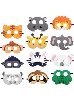 The Bros Jungle Party Decorations Jungle Animal Felt Masks Wild Friends Animal Theme Birthday Party Favors Kids Costumes Masks Dress-Up Party Favors Supplies(12 Pieces) 