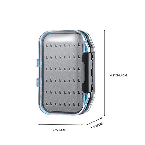 Gonex Fly Boxes for Fly Fishing Jig Boxes Two-Sided Waterproof Lightweight Fly Fishing Box Easy Grip Transparent Lid Fly Fishing Lures Box, 4.1"x 3.0"x 1.2", Grey - Image 3