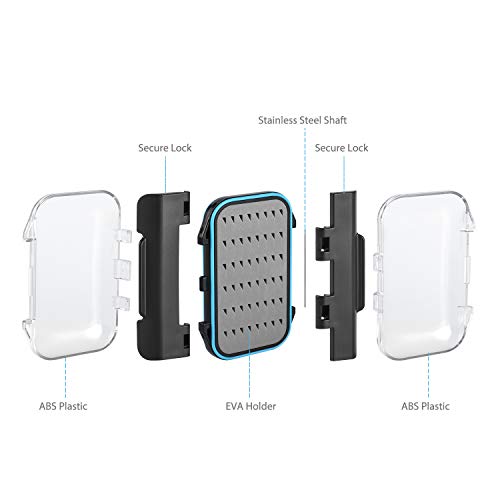 Gonex Fly Boxes for Fly Fishing Jig Boxes Two-Sided Waterproof Lightweight Fly Fishing Box Easy Grip Transparent Lid Fly Fishing Lures Box, 4.1"x 3.0"x 1.2", Grey - Image 5