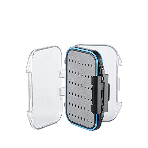Gonex Fly Boxes for Fly Fishing Jig Boxes Two-Sided Waterproof Lightweight Fly Fishing Box Easy Grip Transparent Lid Fly Fishing Lures Box, 4.1"x 3.0"x 1.2", Grey - Image 1