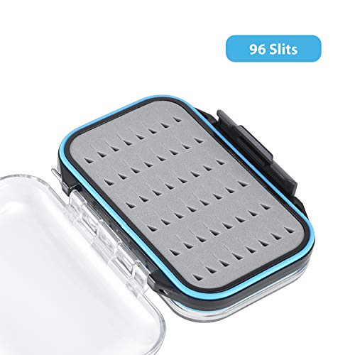 Gonex Fly Boxes for Fly Fishing Jig Boxes Two-Sided Waterproof Lightweight Fly Fishing Box Easy Grip Transparent Lid Fly Fishing Lures Box, 4.1"x 3.0"x 1.2", Grey - Image 4