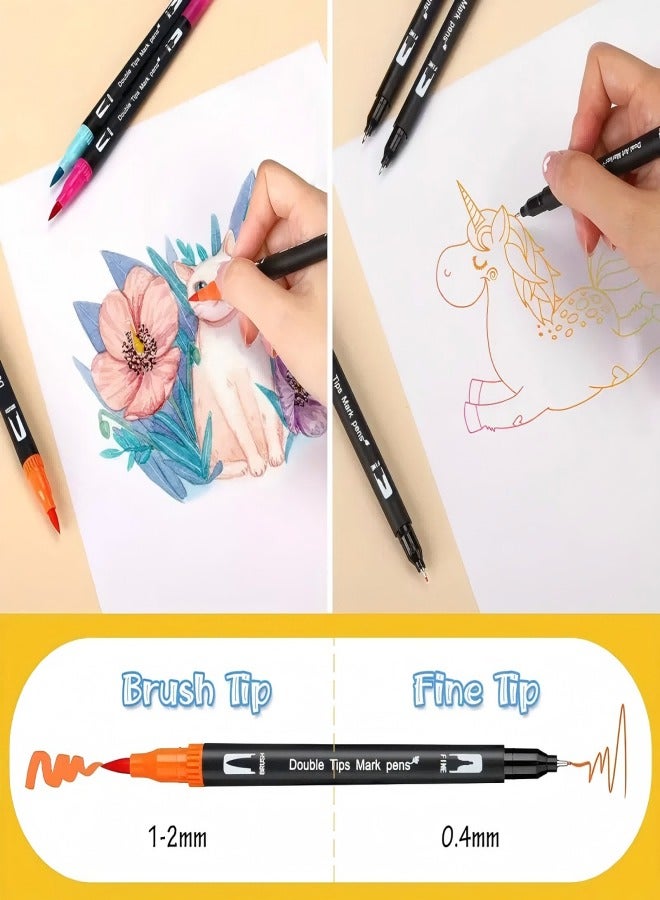 Zeemey Dual Brush Marker Pens, 80 Colors Double Art Markers Set with Fine Tip and Brush Tip for Kids  Adults Coloring Book Hand Lettering Calligraphy Journaling Drawing Sketching Doodling Illustrating Card Making Art Supplies Kit - Image 2