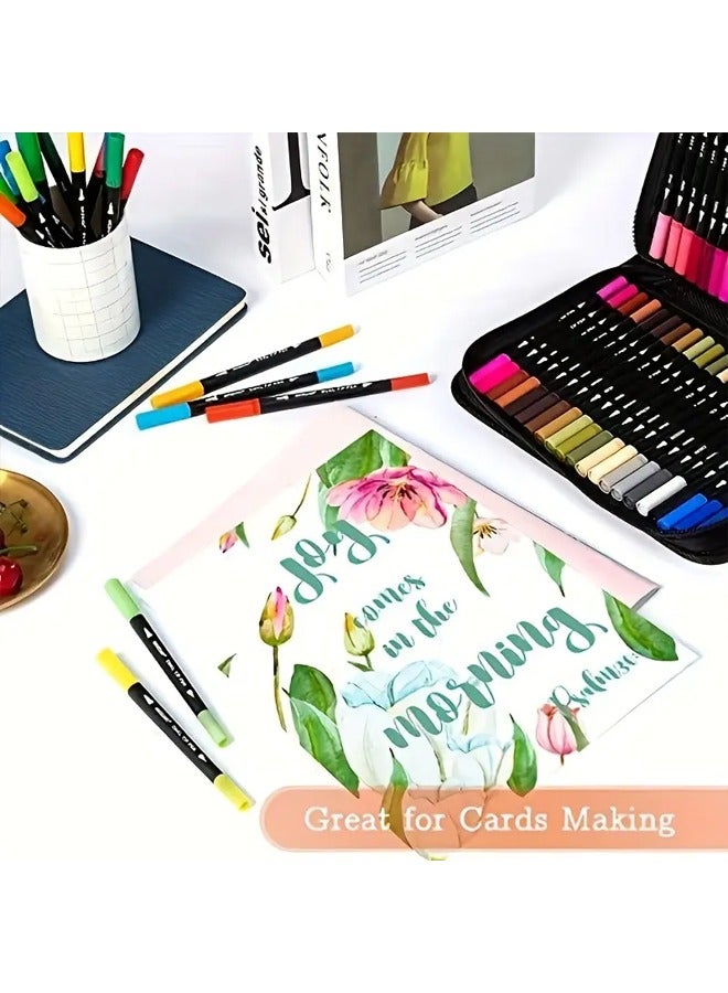 Zeemey Dual Brush Marker Pens, 80 Colors Double Art Markers Set with Fine Tip and Brush Tip for Kids  Adults Coloring Book Hand Lettering Calligraphy Journaling Drawing Sketching Doodling Illustrating Card Making Art Supplies Kit - Image 5