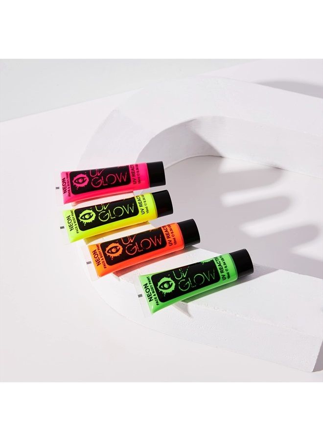 UV Glow Blacklight Face and Body Paint 0.34oz - Neon Fluorescent (0.34 Fl Oz (Pack of 4)) - Image 4