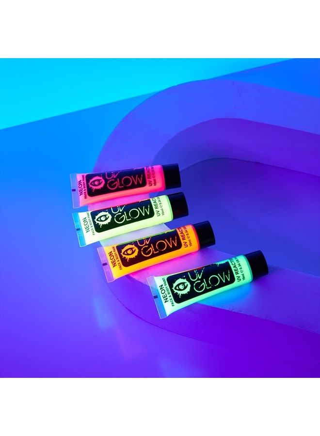 UV Glow Blacklight Face and Body Paint 0.34oz - Neon Fluorescent (0.34 Fl Oz (Pack of 4)) - Image 5
