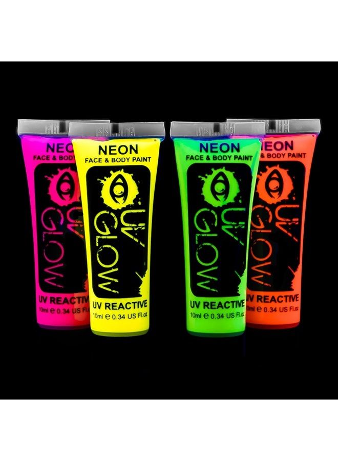 UV Glow Blacklight Face and Body Paint 0.34oz - Neon Fluorescent (0.34 Fl Oz (Pack of 4)) - Image 1