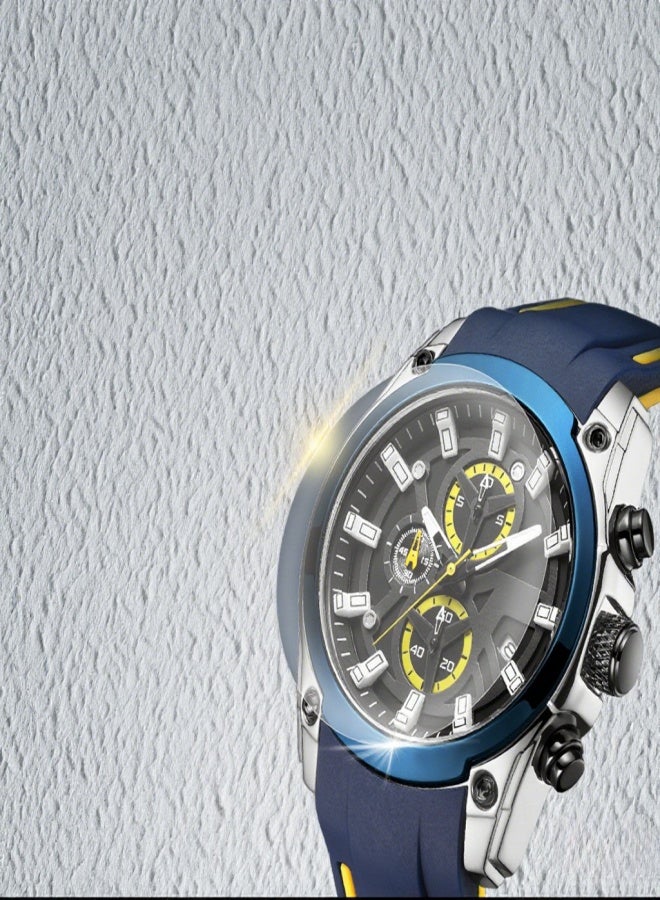 ميجر ساعة رجالية 2144 متعددة الوظائف، ساعة كرونوغراف أنيقة، ساعة يد كوارتز رسمية، مقاومة للماء حتى 3 ضغط جوي، ساعة رياضية مزودة بتقويم وسوار سيليكون مضيء للرجال - Image 4