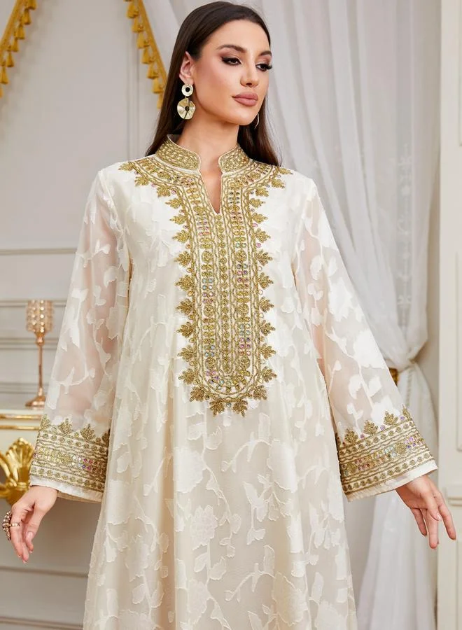Take Two Women Texture Fabric Sequin Patch Detail Jalabiya