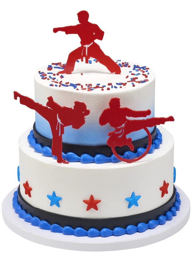 DecoPac مجموعة تزيين كعكة فنون القتال 3 قطع مع 3 فناني قتال لعيد الميلاد والاحتفالات الجماعية والفعاليات مصنوعة من بلاستيك آمن للطعام - Image 5