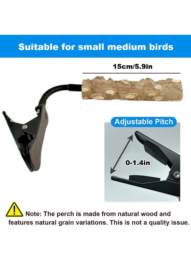 YdingYshengL Adjustable Parrot Perch Stand with Training Clip, Bendable Wood Play Gym for Cockatiels, Conures, Lovebirds, Portable Trash Can Mount - Image 4
