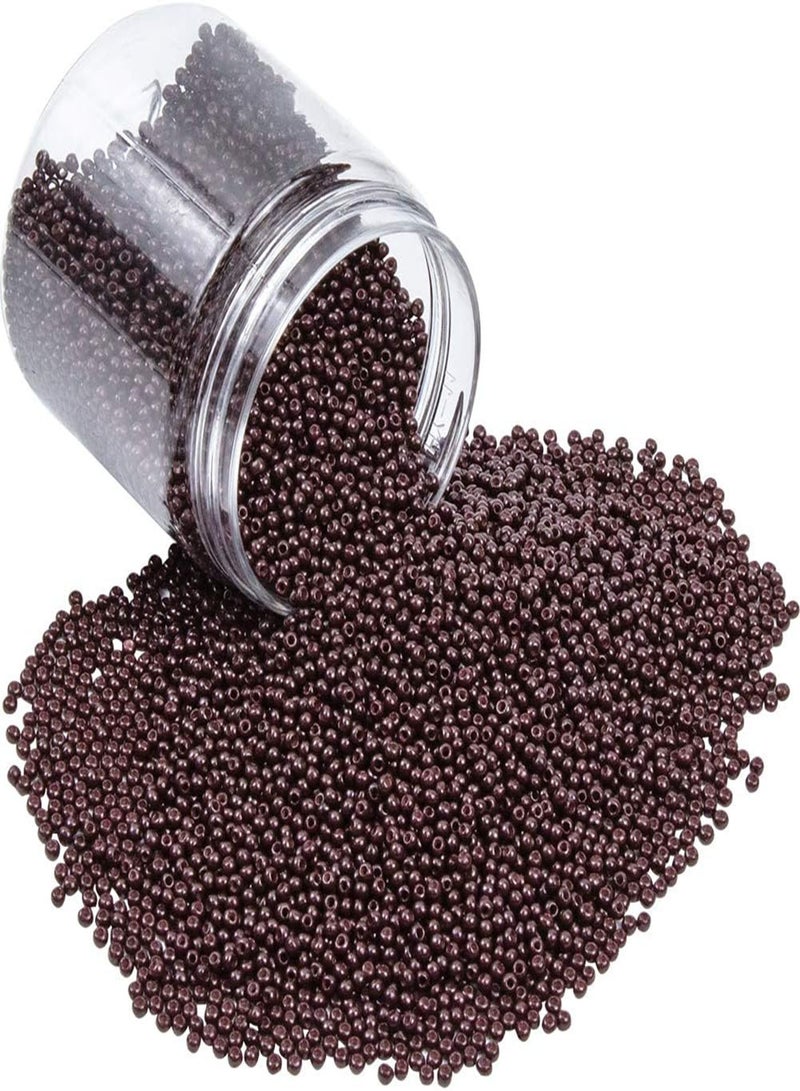 GGOOT 12/0 Glass Seed Beads, 60pcs Chocolate Brown Opaque Tiny Pony Beads 2mm Mini Spacer Loose Beads for Waist Chain Bracelet Earring Arts Crafts  - Image 1
