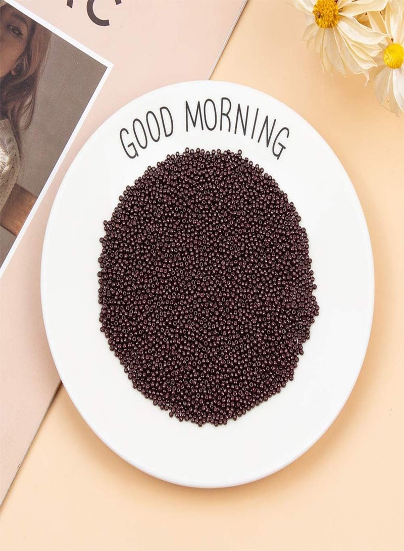 GGOOT 12/0 Glass Seed Beads, 60pcs Chocolate Brown Opaque Tiny Pony Beads 2mm Mini Spacer Loose Beads for Waist Chain Bracelet Earring Arts Crafts  - Image 5