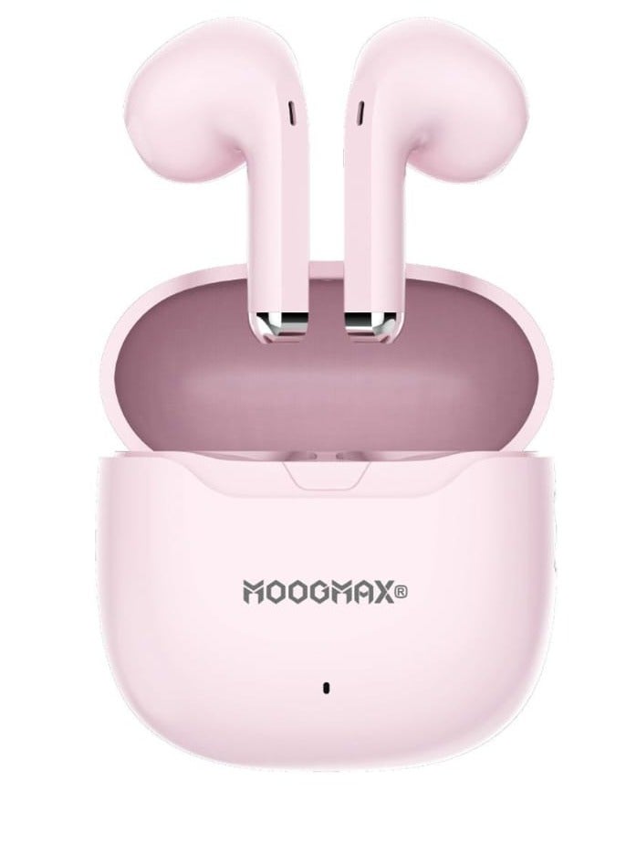 MOOGMAX MX-EP47 IN PINK COLOUR True Wireless Stereo (TWS) Earbuds – High-Fidelity Audio, Ergonomic Design, and Instant Pairing for Lag-Free Gaming and All-Day Comfort